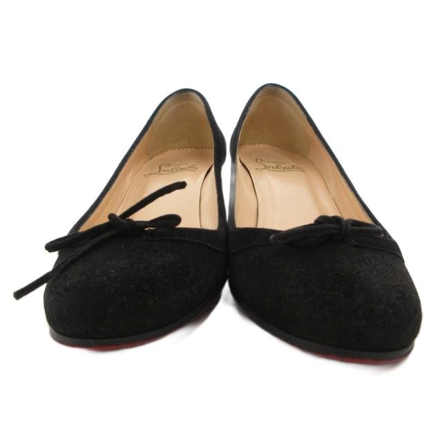 【中古】クリスチャンルブタン Christian louboutin パンプス スエード レザー リボン 36 黒 ブラック /JS ■GY18
