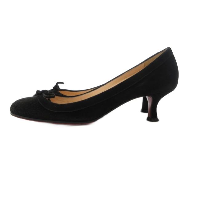 【中古】クリスチャンルブタン Christian louboutin パンプス スエード レザー リボン 36 黒 ブラック /JS ■GY18
