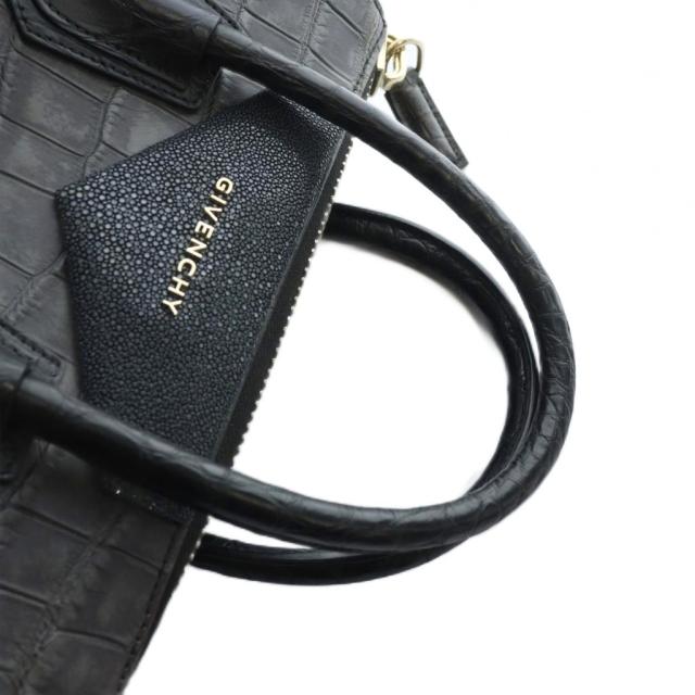 【中古】ジバンシィ GIVENCHY アンティゴナ Antigona ハンドバッグ ショルダーバッグ 2WAY クロコ型押し レザー 黒_2
