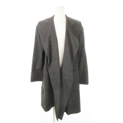 【中古】アニオナ AGNONA ロングコート ショールカラー トッパー ウール オーバーサイズ 42 L 黒 ブラック