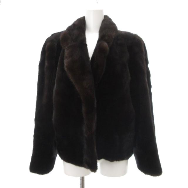 【中古】サガミンク SAGA MINK Yamaoka 金サガ ロイヤル ファーコート 毛皮 ミンク ショート丈 ダークブラウン /UO