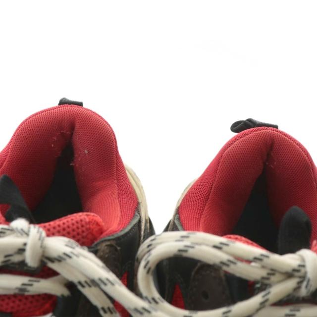 【中古】バレンシアガ BALENCIAGA TRIPLE S スニーカー レザー メッシュ ローカット ロゴ 40 26.5cm 黒 赤 516440
