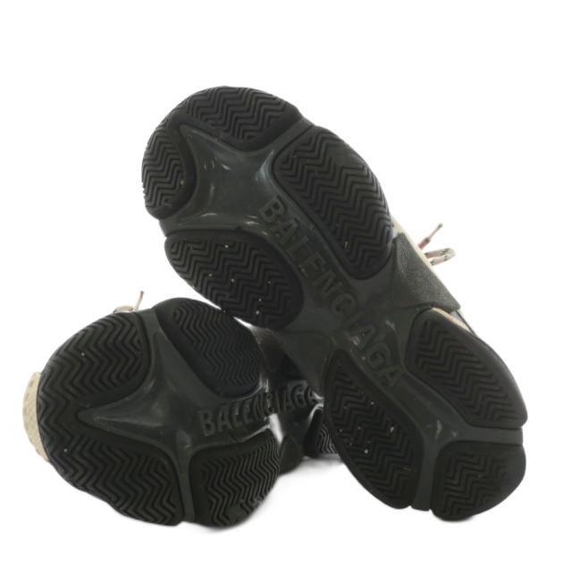 【中古】バレンシアガ BALENCIAGA TRIPLE S スニーカー レザー メッシュ ローカット ロゴ 40 26.5cm 黒 赤 516440