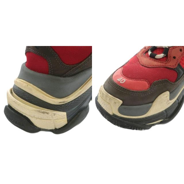 【中古】バレンシアガ BALENCIAGA TRIPLE S スニーカー レザー メッシュ ローカット ロゴ 40 26.5cm 黒 赤 516440