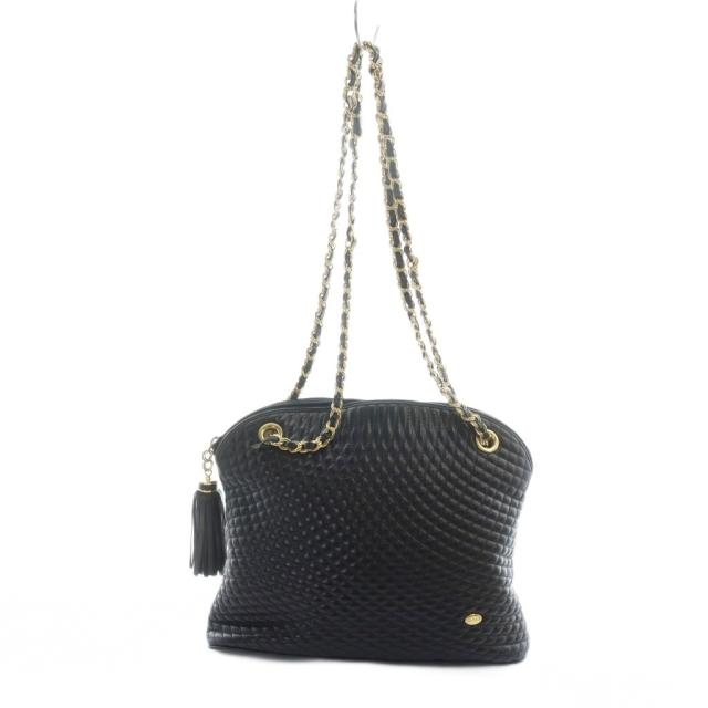 【中古】バリー BALLY ショルダーバッグハンド レザー キルティング ロゴ ゴールド金具 黒 ブラック ■GY18 /MQ