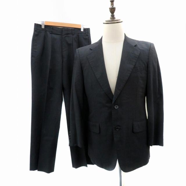 【中古】バーバリー ロンドン スーツ セットアップ 上下 テーラードジャケット スラック ストライプ柄 紺 青 メンズ