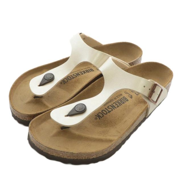 【中古】未使用品 BIRKENSTOCK Gizeh サンダル トング レザー オープントゥ ベルト 37 24cm パールホワイト 1016144