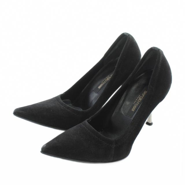 【中古】セルジオロッシ Sergio rossi パンプス スエード ポインテッドトゥ ハイヒール 35 22cm 黒 ブラック