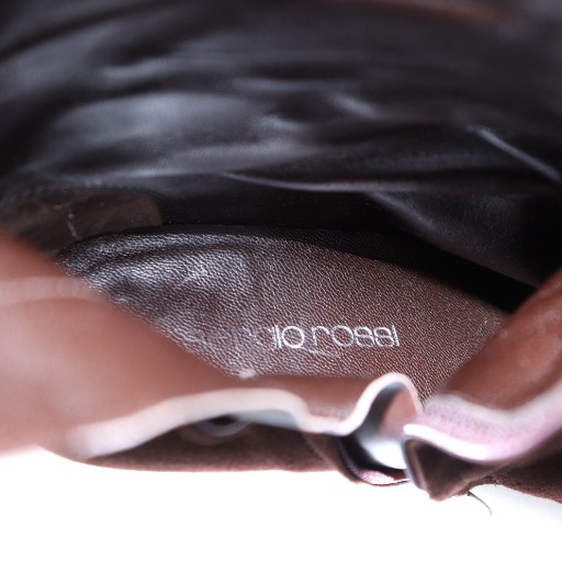 【中古】セルジオロッシ Sergio rossi ロングブーツ ポインテッドトゥ スエード ロゴ サイドジップ 34.5 21.5cm 茶