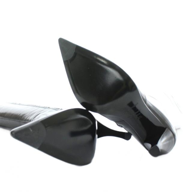 【中古】Sergio rossi ロングブーツ レザー ポインテッドトゥ ハイヒール サイドジップ 34.5 22.5cm 黒