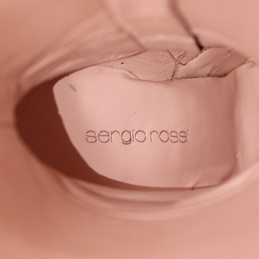 【中古】Sergio rossi ロングブーツ レザー ポインテッドトゥ ハイヒール サイドジップ 34.5 22.5cm 黒