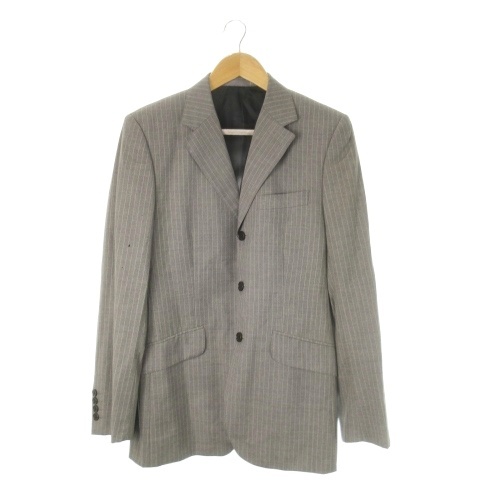 【中古】ポールスミス PAUL SMITH シングルスーツ テーラードジャケット スラックス ストライプ L グレー_1