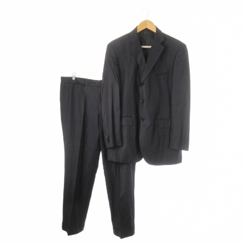 【中古】テイジン メンズショップ TEIJIN MEN'S SHOP シングルスーツ ジャケット スラックス ストライプ 56L 紺