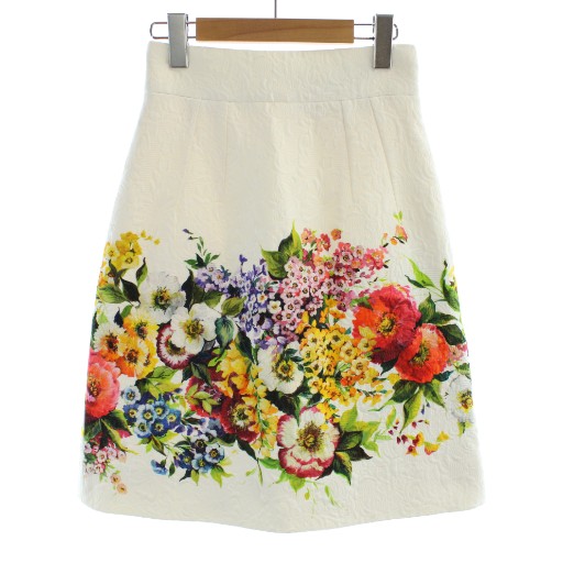 【中古】未使用品 ドルチェ&ガッバーナ ドルガバ DOLCE&GABBANA スカート ミニ 絹 シルク 36 白 ホワイト