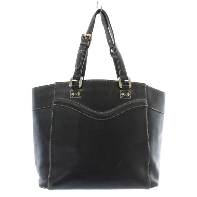 【中古】グッチ GUCCI トートバッグ ハンド レザー オープントップ ロゴ 型押し 黒 ブラック /XZ ■OH ■GY18