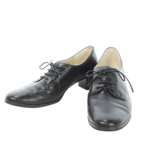 【中古】リーガル REGAL レースアップパンプス ミドルヒール チャンキーヒール オックスフォード レザー 23.5cm 黒