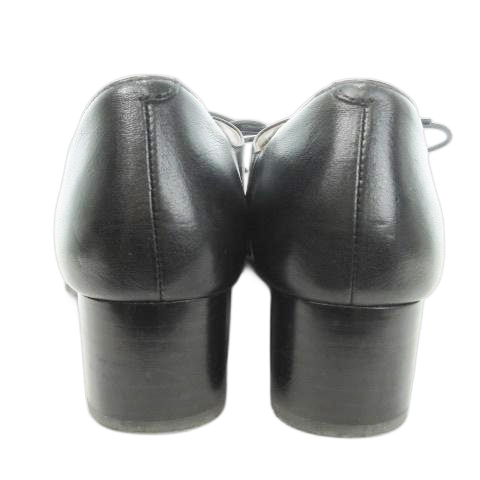 【中古】リーガル REGAL レースアップパンプス ミドルヒール チャンキーヒール オックスフォード レザー 23.5cm 黒