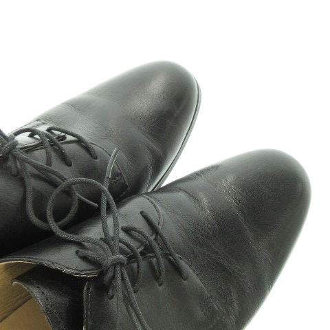 【中古】リーガル REGAL レースアップパンプス ミドルヒール チャンキーヒール オックスフォード レザー 23.5cm 黒