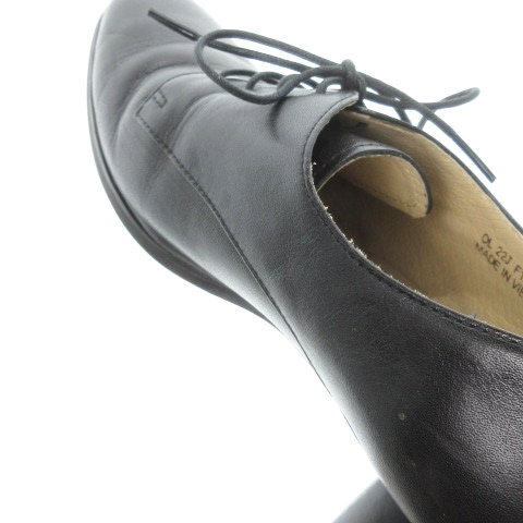 【中古】リーガル REGAL レースアップパンプス ミドルヒール チャンキーヒール オックスフォード レザー 23.5cm 黒