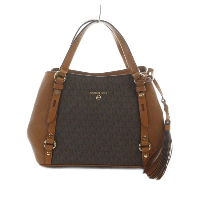 【中古】マイケルコース MICHAEL KORS ハンドバッグ ロゴ PVC レザー シグネチャー 茶 ブラウン 30F0G1AE2B ■GY18