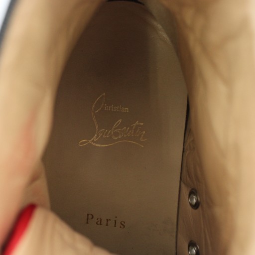 【中古】Christian louboutin スニーカー スエード レザー ハイカット スパイクスタッズ 刺繍 ロゴ 40.5 25.5cm 黒 赤