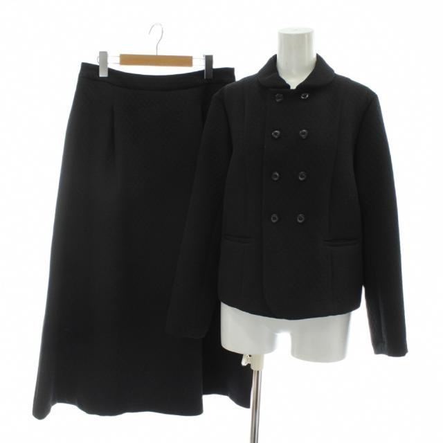 【中古】GRANDMA MAMA DAUGHTER toro ブラックフォーマル セットアップ ダブルジャケット フレアスカート ロング 黒