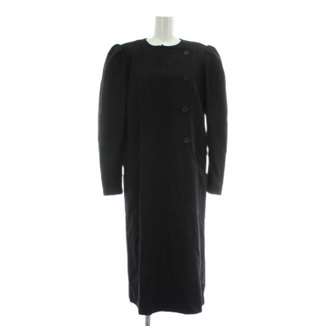 【中古】ジバンシィ GIVENCHY ヴィンテージ フォーマル ワンピース ウール 長袖 パフスリーブ ロング 12 黒