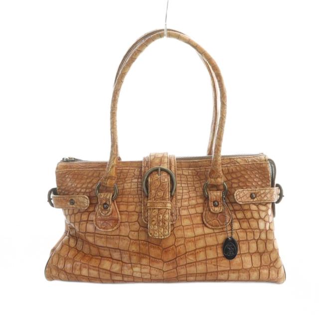 【中古】JRA ハンドバッグ ミニボストン クロコダイル レザー ワニ革 茶 ブラウン ■GY18 /MQ レディース