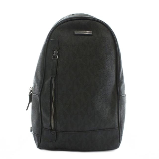 【中古】MICHAEL KORS ボディバッグ スリングパック PVC レザー MKシグネチャー 総柄 ロゴ 黒 37T7LMNC5B
