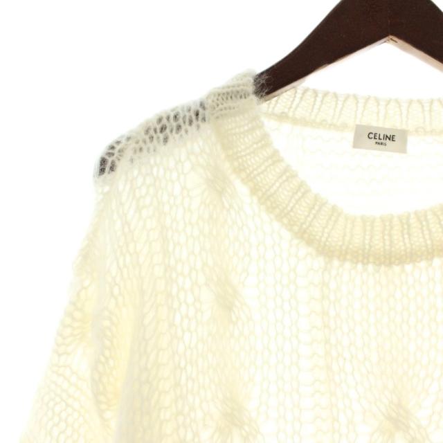 【中古】CELINE 22AW エディ期 ボクシーアランセーター ニット モヘア ウール混 長袖 クルーネック L 白 2A99Z586S_4
