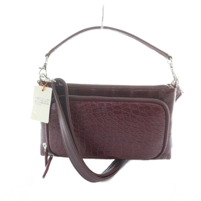 【中古】ノーブランド品 ショルダーバッグ ウォレット タグ付き ハンド 2WAY 斜めがけ ロゴ クロコレザー