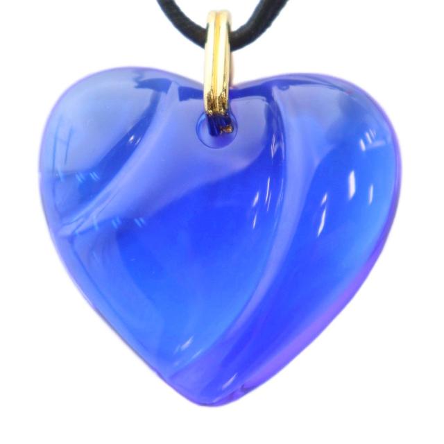 【中古】バカラ Baccarat ネックレス アクセサリー クリスタルハート ペンダント 青 ブルー ■GY18 /MQ レディース