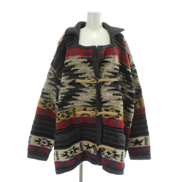 【中古】RALPH LAUREN POLO SPORT カーディガン カウチンニット ウール アルパカ トグルボタン 総柄 15 マルチカラー
