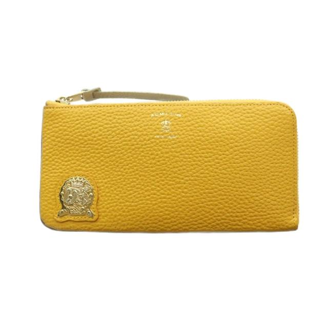 【中古】ADMJ アクセソワ Accessoires De Mademoiselle 長財布 ウォレット レザー ロゴ L字ファスナー 黄 イエロー