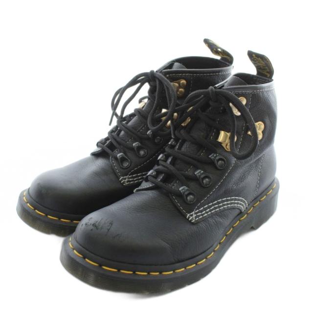 【中古】ドクターマーチン DR.MARTENS ショートブーツ レザー ラウンドトゥ レースアップ UK5 24cm 黒 AW006 KV 06 W