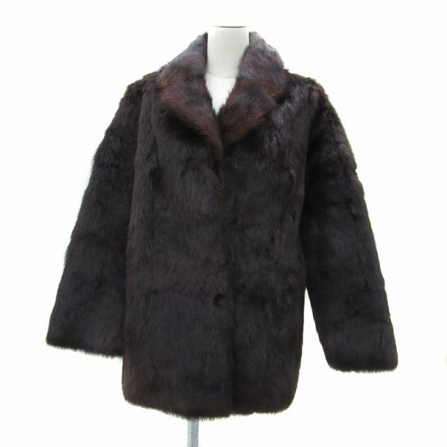 【中古】ミンクファーコート 毛皮コート ハーフ丈 無地 ダークブラウン /SY43 ■GY18 レディース