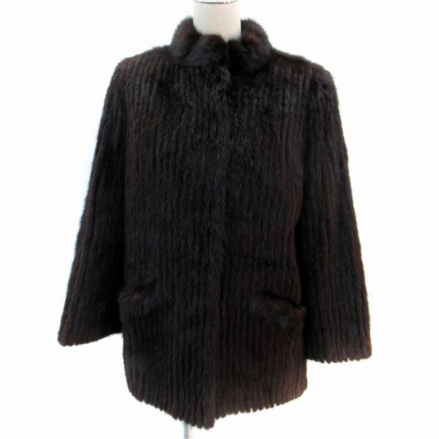 【中古】ロイヤル ファー  FUR 毛皮コート ファーコート ミンク ハーフ丈 13 大きいサイズ ダークブラウン