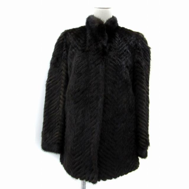【中古】ミンクファーコート 毛皮コート ハーフ丈 無地 9 黒 ブラック /SY51 ■GY18 レディース
