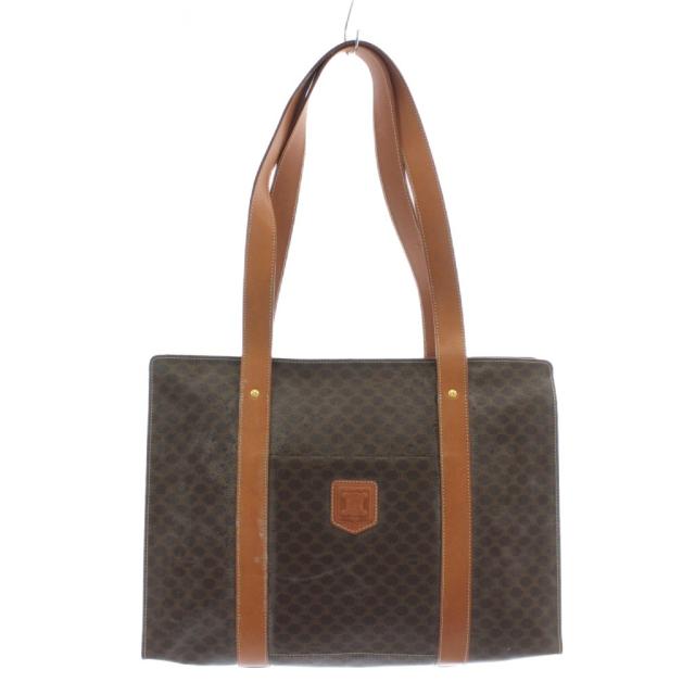 【中古】セリーヌ CELINE オールドセリーヌ ヴィンテージ マカダム トートバッグ ワンショルダー PVC レザー 総柄 茶