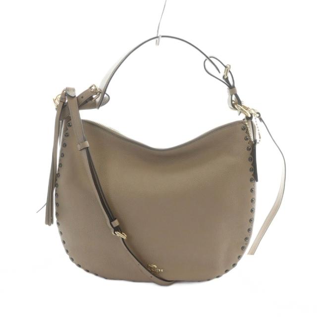 【中古】コーチ COACH 76436 ハンドバッグ ショルダー 2WAY レザー ロゴ 茶 ベージュ ■GY18 /MQ レディース