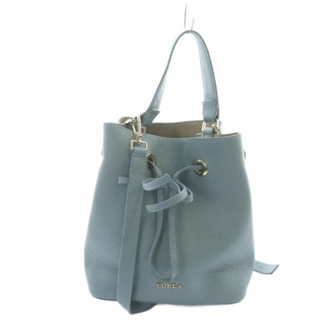 【中古】フルラ FURLA コスタンザ ショルダー バッグ ハンド 2WAY レザー ロゴ 青 ブルー ■GY18 /MQ レディース