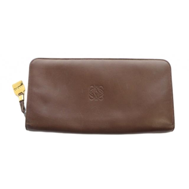 【中古】ロエベ LOEWE クラッチバッグ セカンドバッグ レザー ロゴ 茶 ブラウン ■GY11 /MQ メンズ