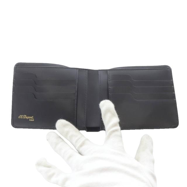 【中古】エステーデュポン S.T.DUPONT 二つ折り財布 レザー ロゴ 黒 ブラック /SR ■GY18 メンズ