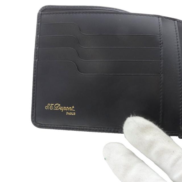 【中古】エステーデュポン S.T.DUPONT 二つ折り財布 レザー ロゴ 黒 ブラック /SR ■GY18 メンズ