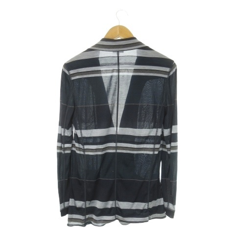 【中古】ジョルジオアルマーニ GIORGIO ARMANI テーラードジャケット シルク 絹 コットン ボーダー 46 M 紺_1