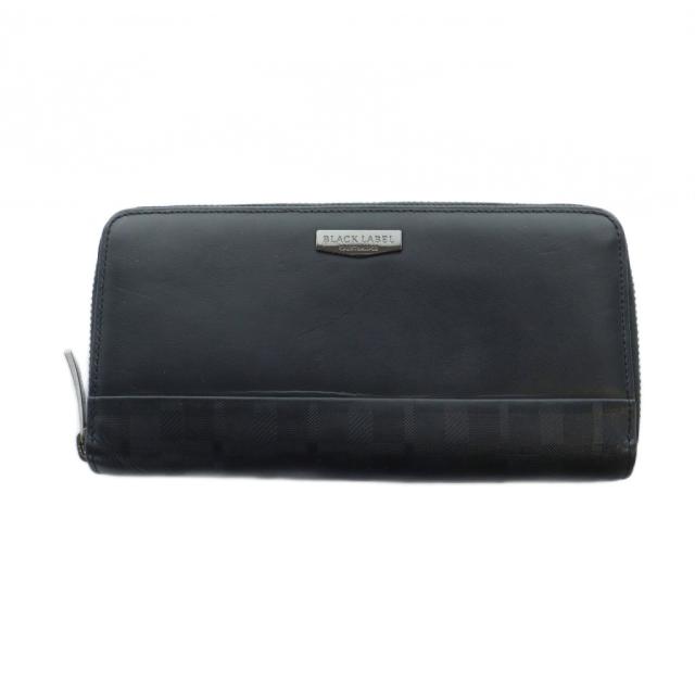 【中古】ブラックレーベルクレストブリッジ BLACK LABEL CRESTBRIDGE 長財布 ウォレット ラウンドファスナー レザー