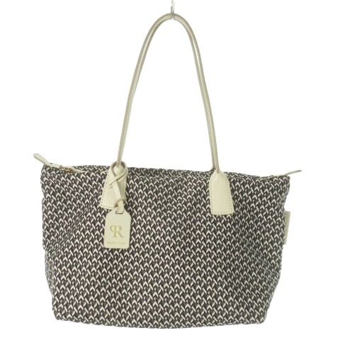 【中古】ロベルタピエリ ROBERTA PIERI トートバッグ ナイロン レザー 革 幾何学 チャーム 黒 ブラック /AO8