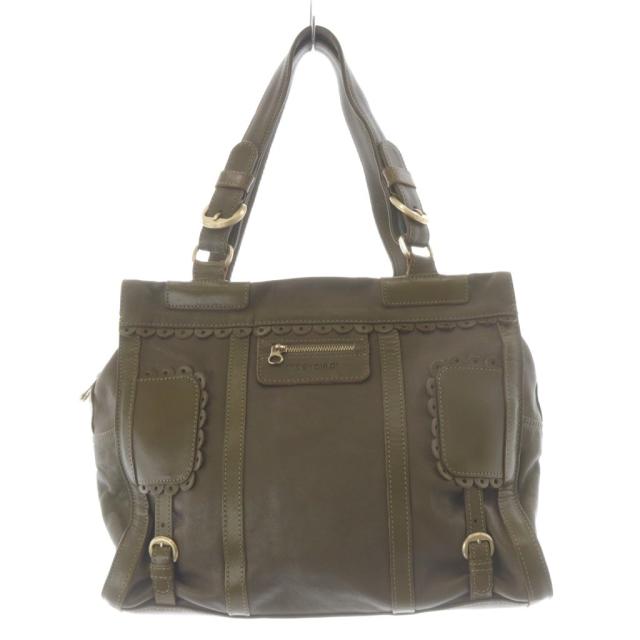 【中古】シーバイクロエ SEE BY CHLOE ハンドバッグ レザー トートバッグ ロゴ カーキ 緑 /SR ■GY18 ■OH レディース