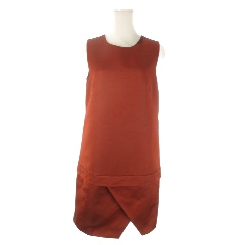 【中古】スポーツマックス マックスマーラ SPORT MAX ひざ丈ワンピース ノースリーブ 切替 ワンポイント 38 M 赤