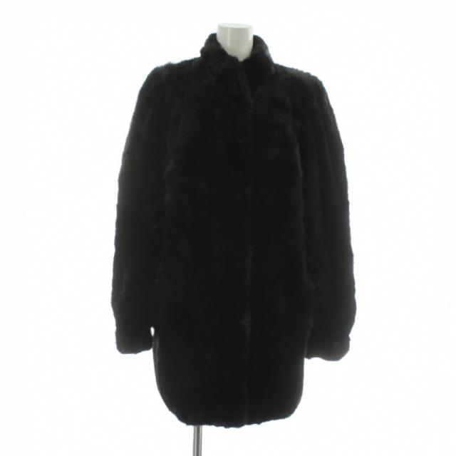 【中古】プレリオット PRELIOT ファーコート アウター 毛皮 ミンク ミドル 13 XL 黒 ブラック /XZ ■GY18 レディース